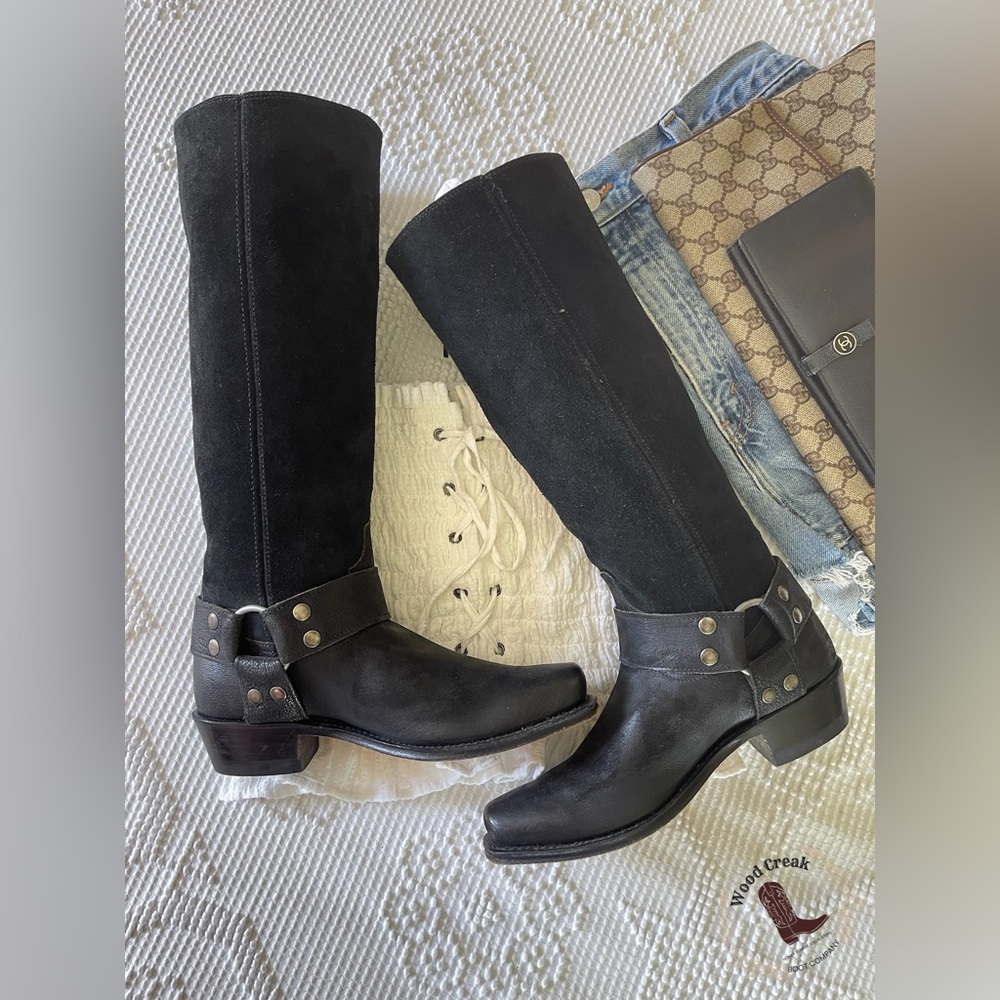 FRYE | Black Suede Harness Boots 15R - Picture 8 of 8